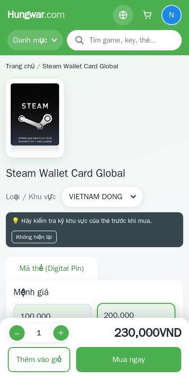 Trang sản phẩm trên điện thoại