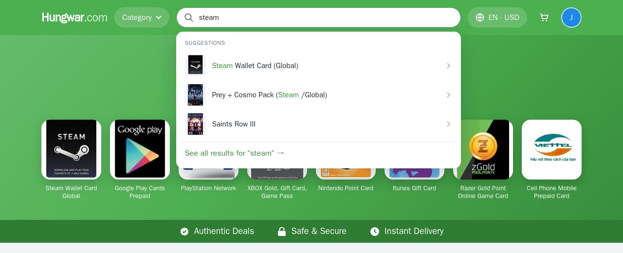 Search box with product suggestions