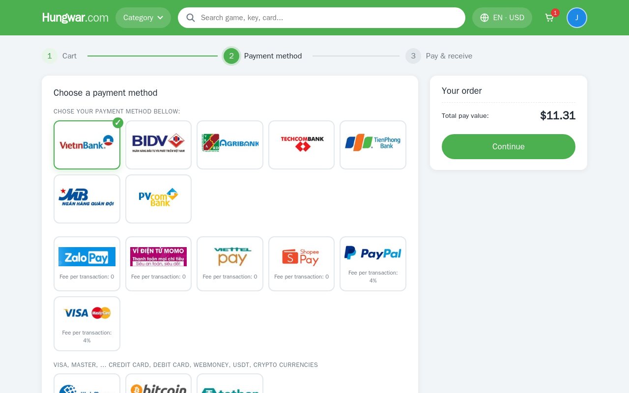 Payment method choice